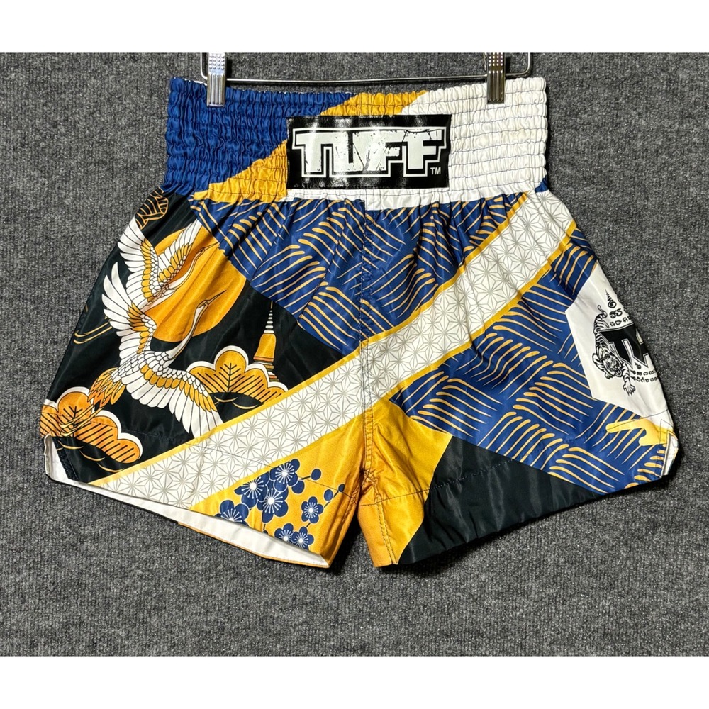 TUFF Muay Thai Shorts Mens Large Multicolor Crane Art Design